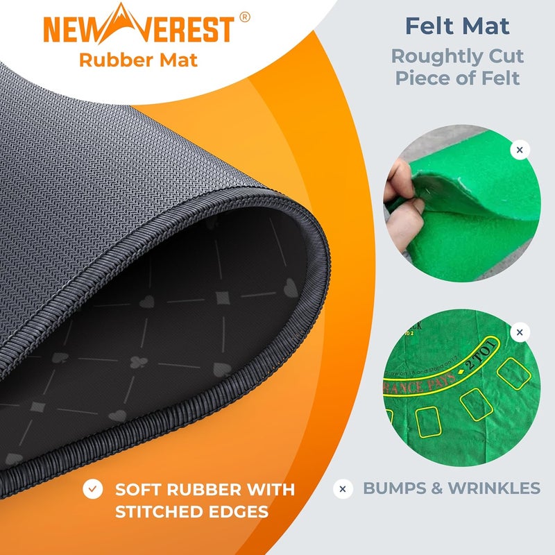 Newverest حصيرة بلاك جاك 70" × 35"، سطح طاولة بلاك جاك لأمسيات الألعاب المنزلية مع الأصدقاء | غطاء طاولة كازينو بلاك جاك، تصميم حصيرة بوكر في حقيبة تخزين بسحاب مع 8 أكواب في صندوق جاهز للهدايا - Image 5